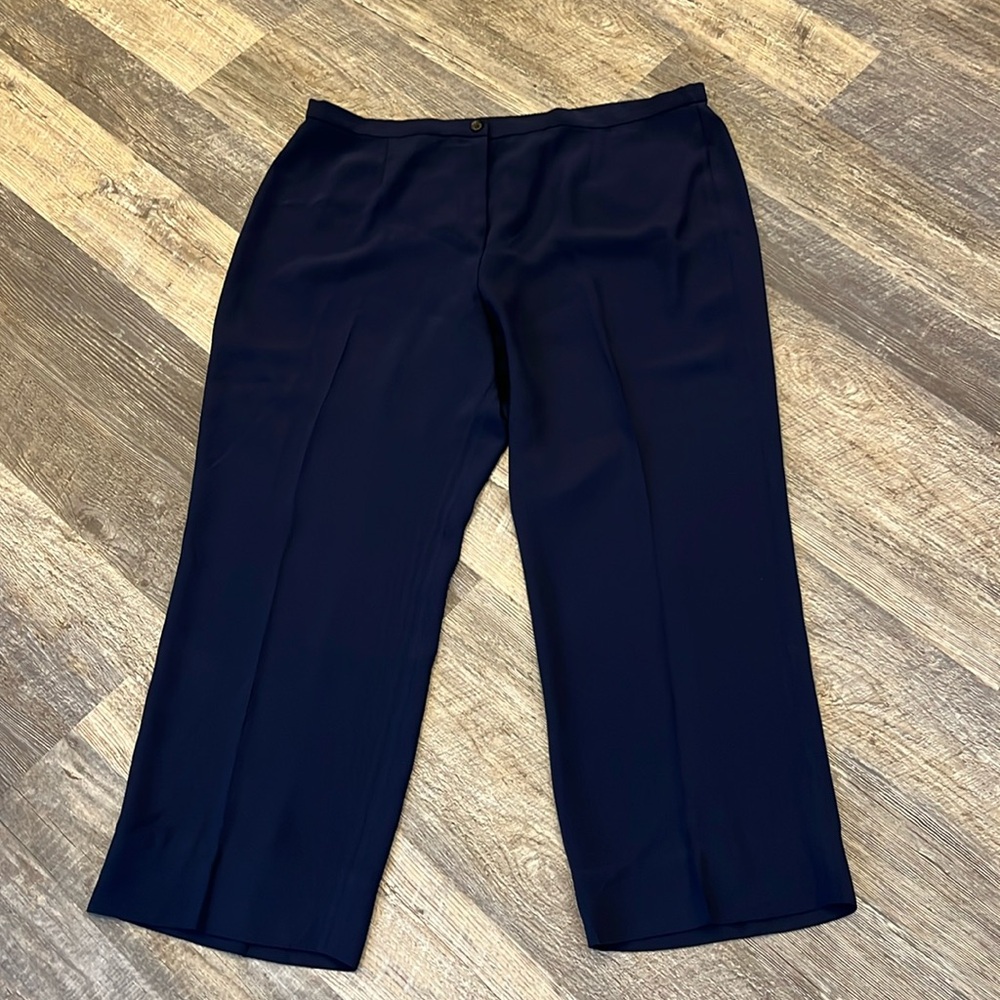 Pendleton High Rise Wide Leg Navy Blue Trousers Polyester Women Size 20 W